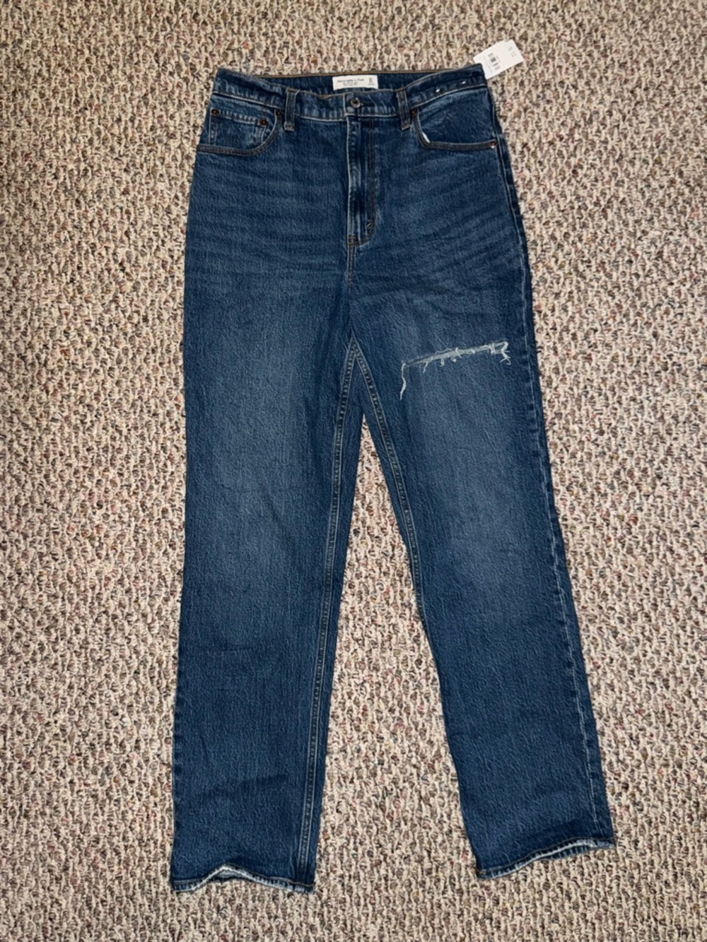 Abercrombie & Fitch Women's Straight-Leg Dark Blue Jeans